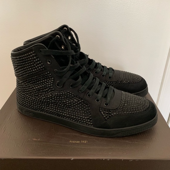 Gucci black rhinestone high top sneaker - Picture 3 of 4